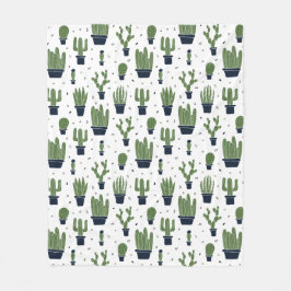 Rustikales dunkelgrünes Kaktus-Wüstenmuster Fleecedecke