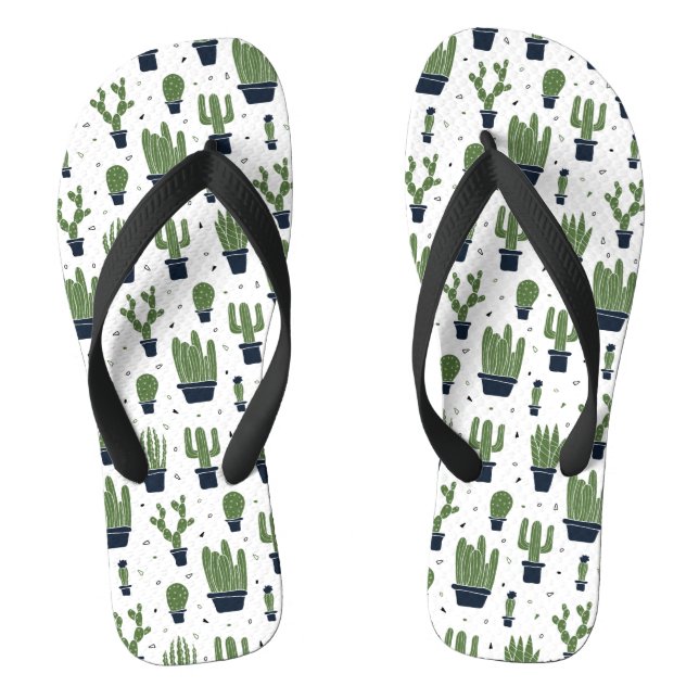 Rustikales dunkelgrünes Kaktus-Wüstenmuster Flip Flops (Fußbett)
