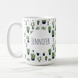 Rustikales dunkelgrünes Kaktus-Wüstenmuster Kaffeetasse