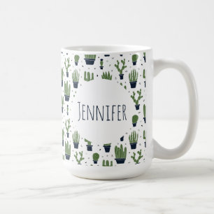 Rustikales dunkelgrünes Kaktus-Wüstenmuster Kaffeetasse