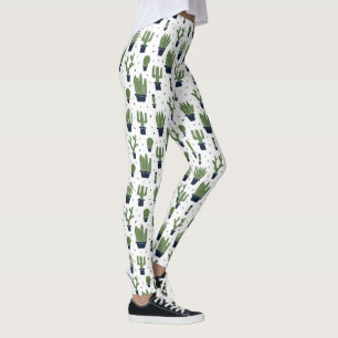 Rustikales dunkelgrünes Kaktus-Wüstenmuster Leggings