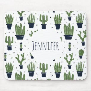 Rustikales dunkelgrünes Kaktus-Wüstenmuster Mousepad