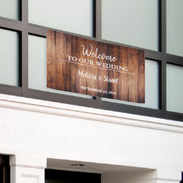 Rustikales dunkles Scheunenholz Begrüßung Banner