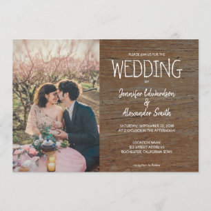 Rustikales dunkles Stallholz Foto Land Hochzeit Einladung