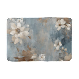 Rustikales Dusty Blue Brown Cream Farmhouse Floral Badematte