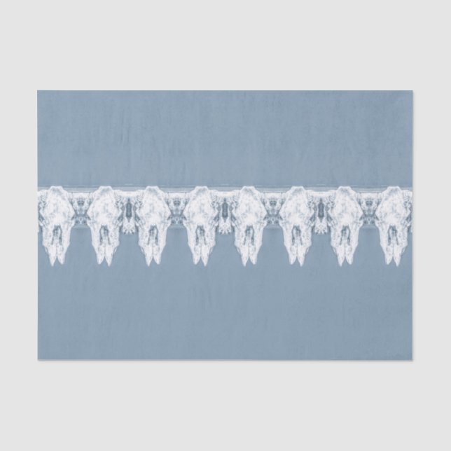 Rustikales Dusty Blue White Western Bull Skull Pat Seidenpapier (Vorderseite)