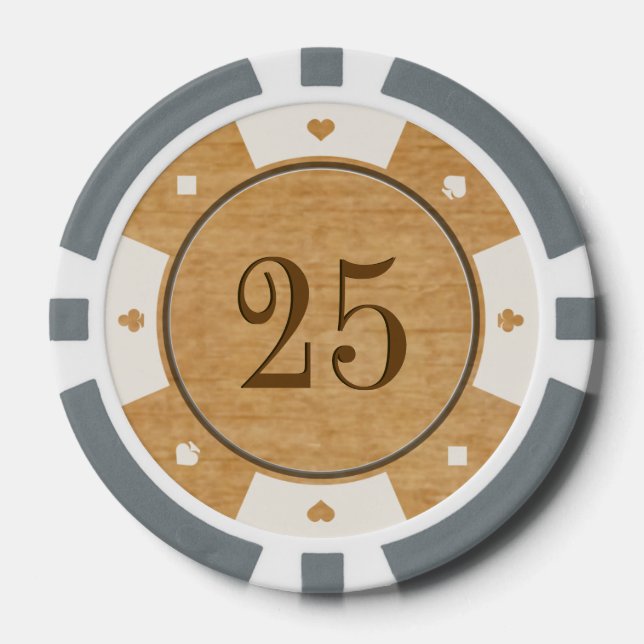 Rustikales Eichenholz Casino Poker Chips (Vorderseite)
