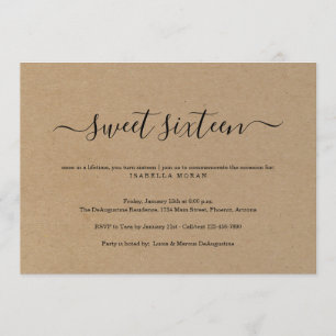 Rustikales einfaches 16. einladung