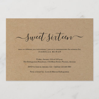 Rustikales einfaches 16. einladung