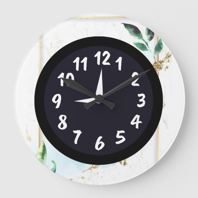 Rustikales, einzigartiges Weiß Aquamarin Große Wanduhr (Vorderseite)