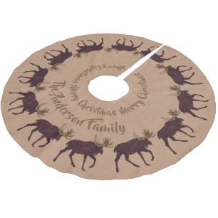 Rustikales Elch-Imitat-Leder-personalisierter Polyester Weihnachtsbaumdecke