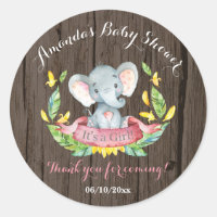 Rustikales Elefant Babydusche Rosa Danke für Ihre