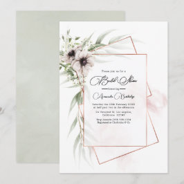 Rustikales Elegance Bronze Geometrisches Brautpart Einladung