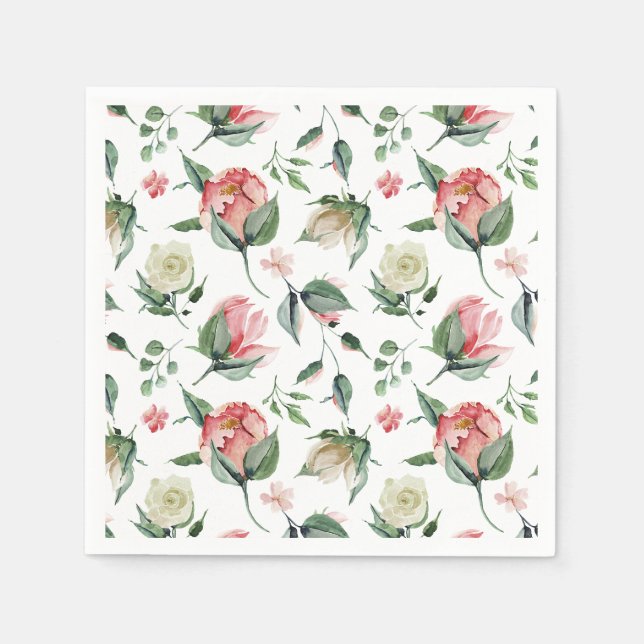 Rustikales Elegance Rosa Brautparty Serviette (Vorderseite)