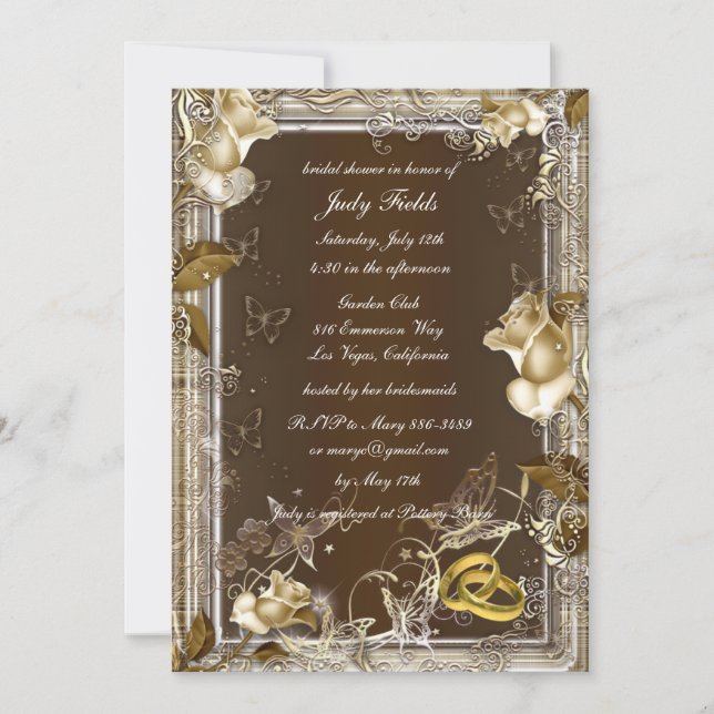 Rustikales Elegance Weißes Rose Brautparty Einladu Einladung (Vorderseite)