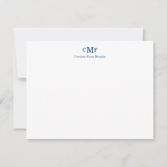 Rustikales Elegant Modernes 3 Monogramm Navy Blue  Mitteilungskarte (Vorderseite)