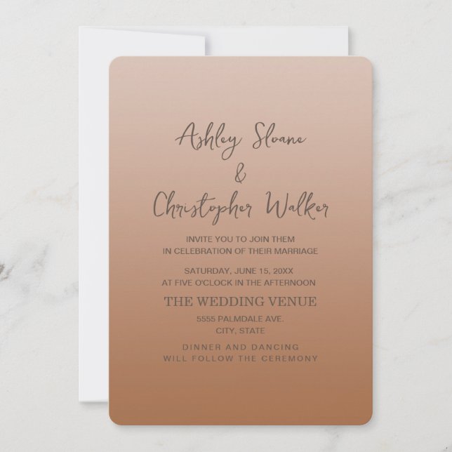 Rustikales Elegant Terracotta Cream Ombre’ Wedding Einladung (Vorderseite)