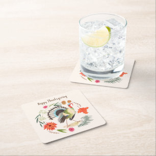 Rustikales Elegant Türkei Erntedank Botanisch Rechteckiger Pappuntersetzer