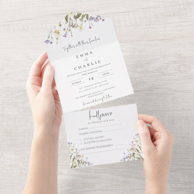 Rustikales Elegant Whimsical Boho UAWG Wedding All In One Einladung (Abreißen)