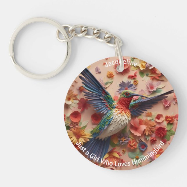 Rustikales Elegante Funny Hummingbird Personalisie Schlüsselanhänger (Vorderseite)