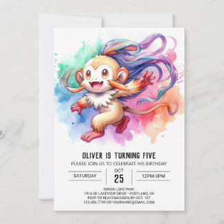 Rustikales Elegante Monkey Geburtstag Einladung