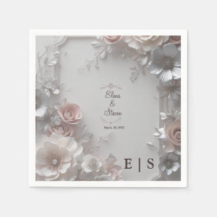 Rustikales elegantes 3D-Blumenpapier Napkin Serviette