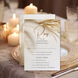 Rustikales Elegantes Bohemisches Floral Gold Pampa RSVP Karte