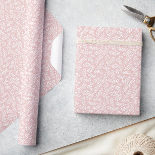 Rustikales elegantes botanisches Blätter Rosa Geschenkpapier