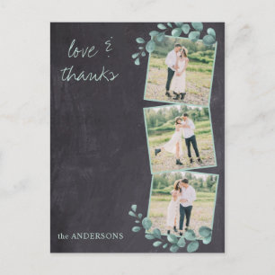 Rustikales elegantes Chalkboard-Foto Hochzeit Viel Postkarte