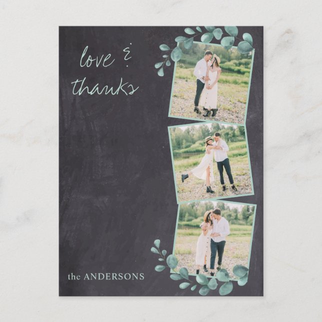 Rustikales elegantes Chalkboard-Foto Hochzeit Viel Postkarte (Vorderseite)
