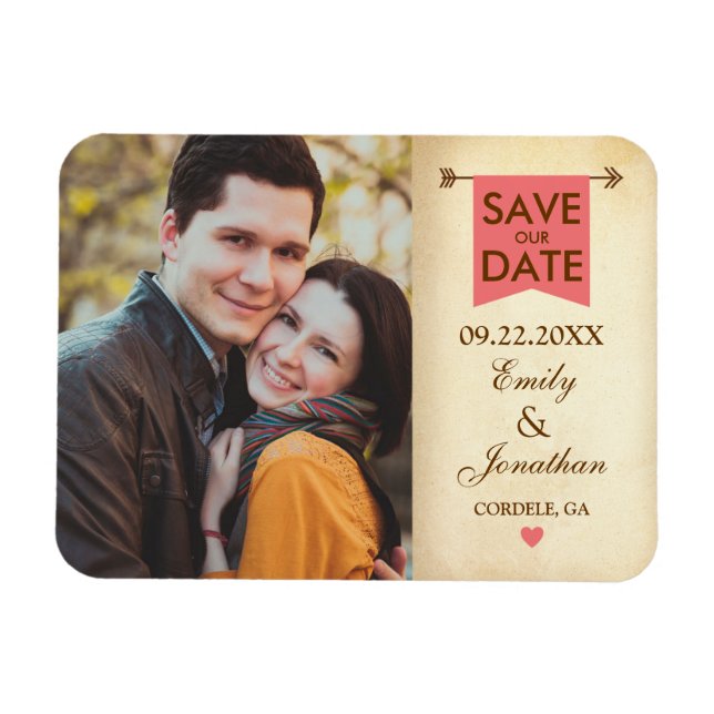 Rustikales Elegantes Foto Save the Date Magnet (Horizontal)
