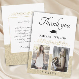 Rustikales Elegantes Goldenes Ornament 2 Foto Absc Dankeskarte