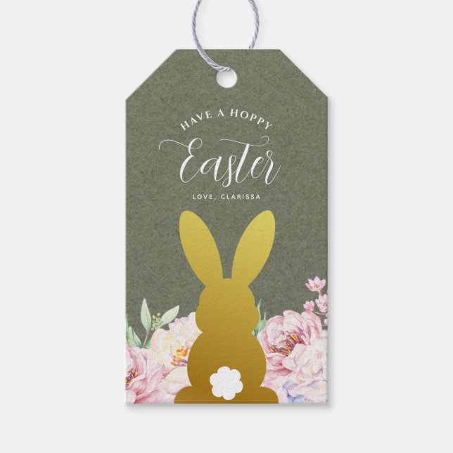 Rustikales Elegantes Ostern Personalisiert Geschenkanhänger (Vorderseite)