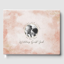 Rustikales Elegantes Rosa Foto Hochzeit Gästebuch