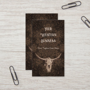 Rustikales Eleganza Brown Western Bull Skull Visitenkarte