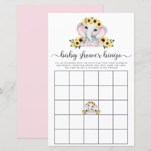 Rustikales Elephant Sunflowers Baby Showroom Bingo