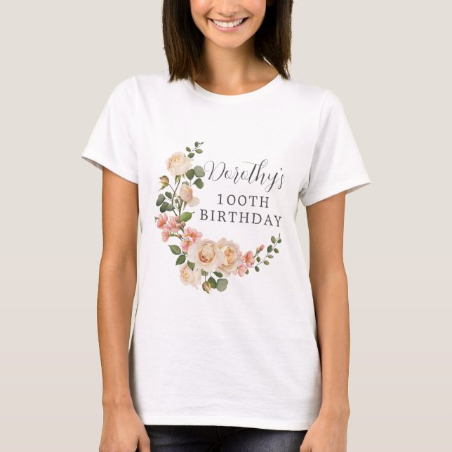 Rustikales Elfenbeinblütengeschenk zum 100. Geburt T-Shirt (Vorderseite)