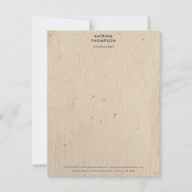 Rustikales Elfenbeinpapier - Minimalistisches Unte Mitteilungskarte (Vorderseite)
