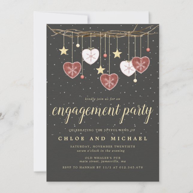 Rustikales Engagement für Wein und Herz Einladung (Vorderseite)