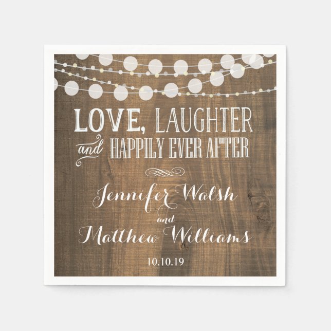 Rustikales Engagment Hochzeit perzonisierte Servie Serviette (Vorderseite)