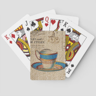 Rustikales Englisch Country Tee Party Blue Teacup Spielkarten