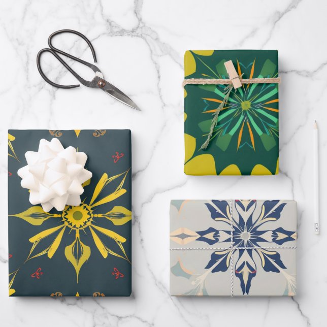Rustikales Englisch Folk Kariert Gift Wrap Geschenkpapier Set (Vorderseite)