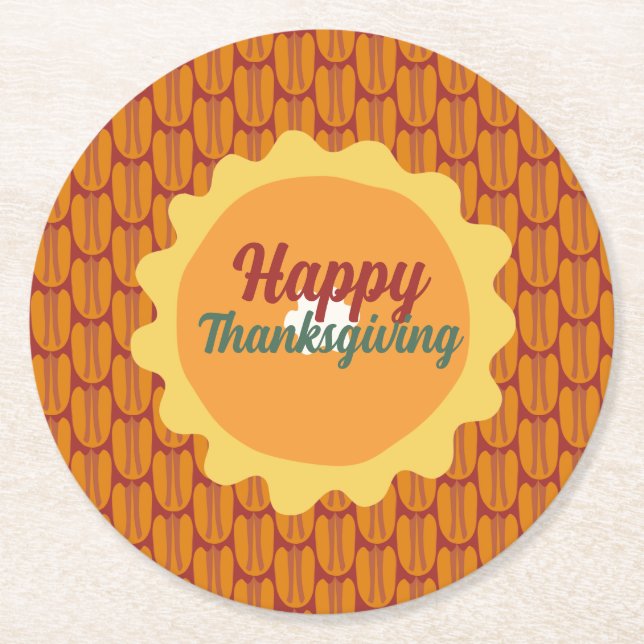 rustikales Erntedank Runder Pappuntersetzer (Vorderseite)