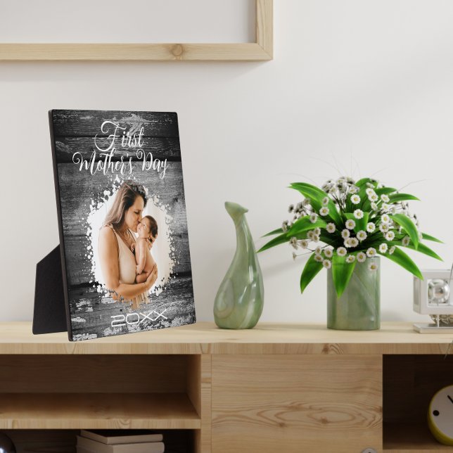 Rustikales Erster Muttertag Foto Plaque Fotoplatte (Von Creator hochgeladen)