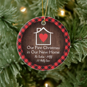 Rustikales erstes Weihnachten neues Zuhause Herz K Keramik Ornament