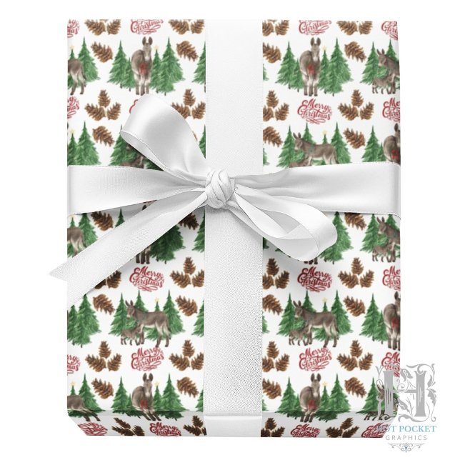 Rustikales Esel-Weihnachtspapier Geschenkpapier (Von Creator hochgeladen)