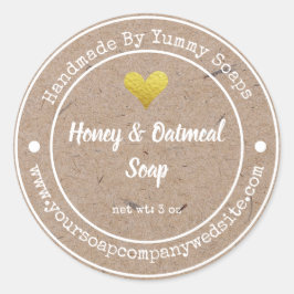 Rustikales Etikett für handgemachte Seifen Runder Aufkleber