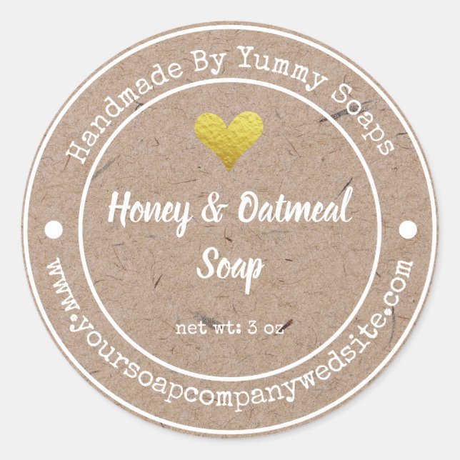 Rustikales Etikett für handgemachte Seifen Runder Aufkleber (Vorderseite)