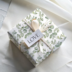 Rustikales Eukalyptus-Salbei-Grün-Wasserfarbe Geschenkpapier Set