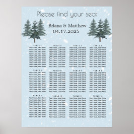 Rustikales Evergreen Winter Pine Wedding Chart Poster
